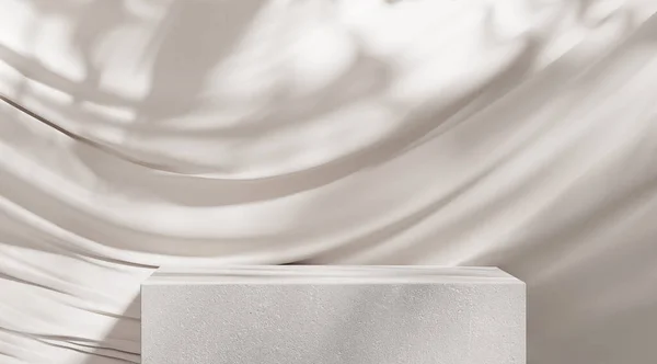 Дисплей Білого Подіумного Фону Розкішна Шовкова Тканина Русі Гламурний Мінімальний Ліцензійні Стокові Фото