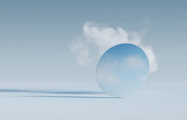 Podio Exhibición Fondo Azul Pastel Nube Blanca Levitando Concepto Sky Imagen De Stock