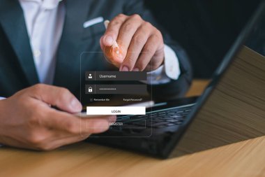 İş adamları bilgi ve İnternet ağı güvenliğini korumak için parmak izi kilitleme, ağ güvenliği ve mahremiyet kavramlarını kullanıyor