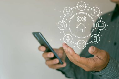 Akıllı ev, bağlantı ve komuta cep telefonu, akıllı telefon, CCTV güvenlik teknolojisi, geleceğin teknolojisi