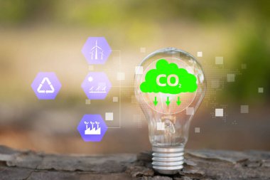 Karbondioksit, çevredeki karbondioksit azaltımı küresel ısınma sürdürülebilir kalkınma ve yeşil yenilenebilir enerji sektörü kavramı