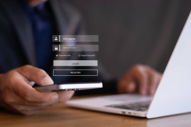 Ağ güvenlik sistemi parmak izini tarar ve giriş yapmadan önce sosyal medya kullanıcı adı ve parolasını girerName.