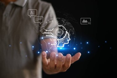 Bir şey yaratmak için emirler vererek AI ile Chatbots Sohbeti. Teknolojik değişiklikler.