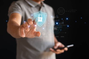 Verileri korumak için siber güvenlik ve gizlilik kavramı. İnternet ağı