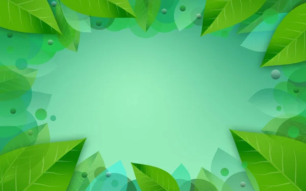 Egymást Átfedő Levél Absztrakt Képkeret Háttér Zöld Gradiens Illusztráció Természetvédelmi — Stock Fotó