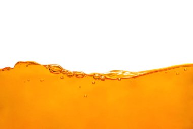 İçmek için beyaz bir zemin üzerinde baloncuklu turuncu su hattı.