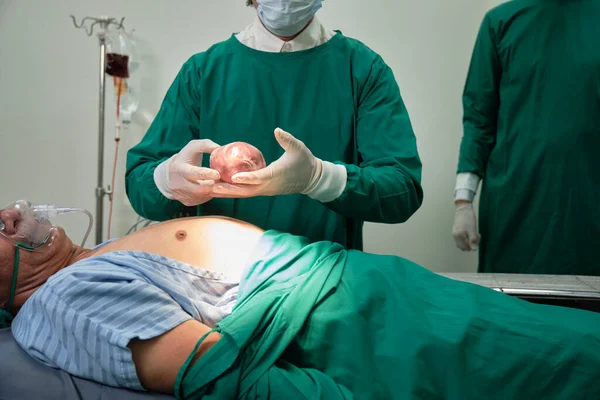 Lekarze Praktycy Oddają Serce Specjalistom Chirurgów Zmiany Technikę Medyczną Profesjonalne — Zdjęcie stockowe