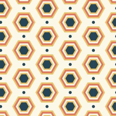 Geçmişe dönük kusursuz bir model. Soyut desen dekoratif 50 'ler, 60' lar, 70 'ler tarzı. Kumaş, duvar kağıdı, tekstil, duvar dekorasyonu için kullanılabilir. Vektör illüstrasyonu