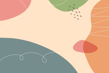 Soyut arkaplan. El çizimi çeşitli şekiller ve karalama nesneleri. Modern modern vektör illüstrasyonu. Her arka plan izole edilmiş. Pastel rengi