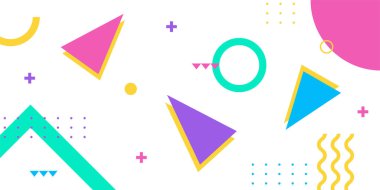 Memphis tarzı geometrik desen. Soyut arkaplan tasarımı. Vektör illüstrasyonu