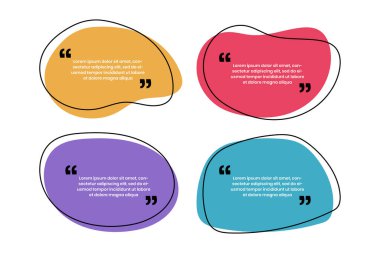 El çizimi eğrisi şeklindeki tırnak çerçeveleri. Renkli sohbet balonu. Vektör illüstrasyonu