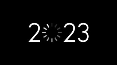 Yeni yıl 2023 'ten önce yükleme işlemi. Yeni yıl kutlama videosu sembolü 2023