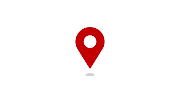 Localização Gps Vermelho Pin Pointer Icon Animation White Background Gráficos — Vídeo de Stock