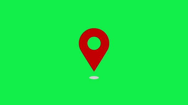 Yeşil Arkaplanda Kırmızı Gps Konum Pin Imleci Simgesi Animasyonu Hareket — Stok video