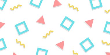 Memphis stili geometrik desen renkli arka plan. Vektör illüstrasyonu