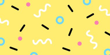 Memphis stili geometrik desen renkli arka plan. Vektör illüstrasyonu