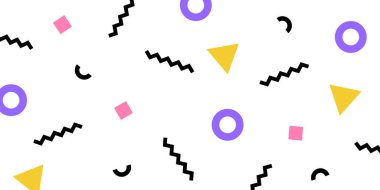 Memphis stili geometrik desen renkli arka plan. Vektör illüstrasyonu