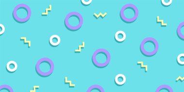 Memphis stili geometrik desen renkli arka plan. Vektör illüstrasyonu