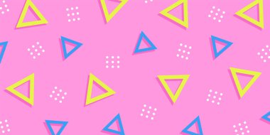 Memphis stili geometrik desen renkli arka plan. Vektör illüstrasyonu