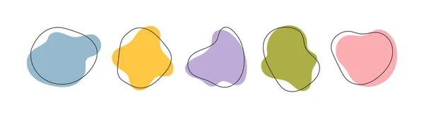 Conjunto Elementos Gráficos Orgânicos Ameba Coloridos Formas Irregulares Com Linha Ilustrações De Stock Royalty-Free