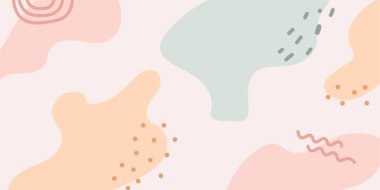 Soyut arkaplan. El çizimi çeşitli şekiller ve karalama nesneleri. Modern modern vektör illüstrasyonu. Her arka plan izole edilmiş. Pastel rengi