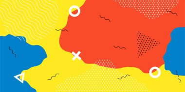 Memphis stili geometrik desen renkli arka plan. Vektör illüstrasyonu