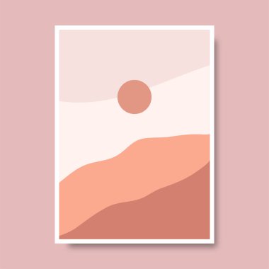 El çizimi soyut manzara kapağı tasarımı. Duvar dekorasyonu. Vektör illüstrasyonu