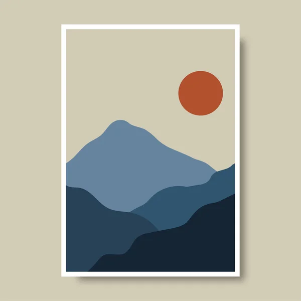Αφίσες Την Έννοια Ορεινό Τοπίο Και Παστέλ Χρώματα Φύλλα Φυτών — Διανυσματικό Αρχείο
