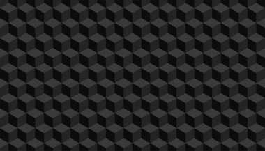 3d cube art seamless pattern in black colors. Vector illustration of background art clipart