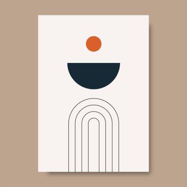 Basit geometrik elementlerle soyut arka planlar. Posterler, kapaklar, afişler, sosyal medya paylaşımları için minimalist boho tarzı ve pastel renklerle kaplayın