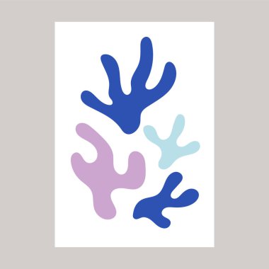 Matisse 'den esinlenilmiş ganga siluet posteri. Modern minimalist duvar sanat dekoru. Renkli vektör illüstrasyonu, iç dekorasyon