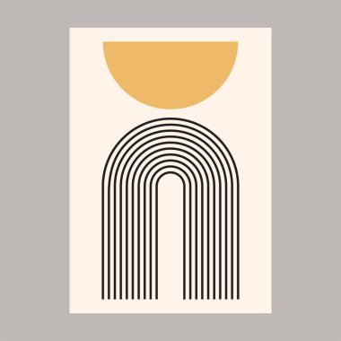 Yüzyılın ortalarında, geometrik denge şekilleriyle birlikte soyut, çağdaş arka plan tasarımı. İzler, kapaklar, duvar kağıtları, duvar resimleri için soyut sanat tasarımı. Vektör illüstrasyonu