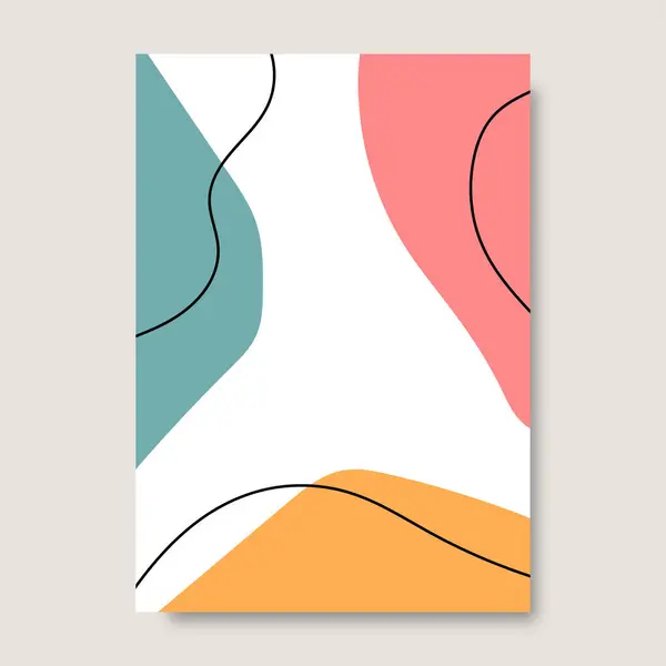 Carteles Abstractos Con Formas Orgánicas Dibujadas Mano Color Pastel Ilustración — Vector de stock