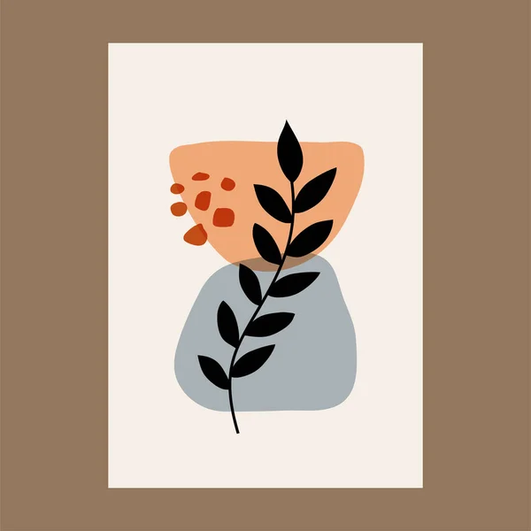 Posters Met Abstracte Concepten Pastelkleuren Plant Bladeren Geweldig Ontwerp Voor — Stockvector