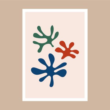 Matisse 'ten esinlenilmiş Ganj siluet posterleri. Modern minimalist duvar dekorasyonu sanatı. Renkli vektör illüstrasyonu, iç dekorasyon