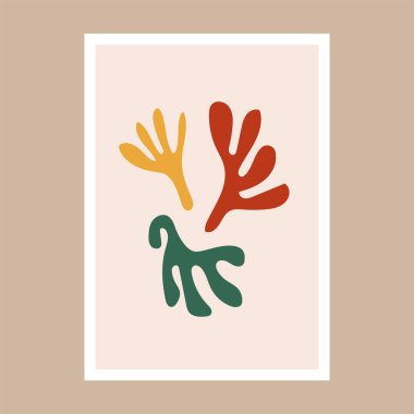 Matisse 'ten esinlenilmiş Ganj siluet posterleri. Modern minimalist duvar dekorasyonu sanatı. Renkli vektör illüstrasyonu, iç dekorasyon