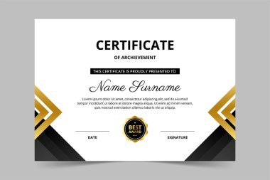 Modern elegant black and gold certificate template. Appreciation for business and education. Vector illustration clipart