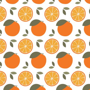 Kusursuz turuncu meyve deseni. Vektör İllüstrasyonu
