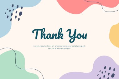 Düzenlenebilir metin düğünüyle birlikte soyut el çizimi organik şekil. Teşekkür kartı şablonu. Vektör illüstrasyonu