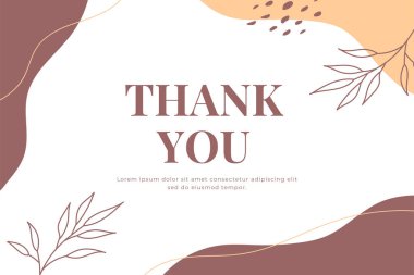 Düzenlenebilir metin düğünüyle birlikte soyut el çizimi organik şekil. Teşekkür kartı şablonu. Vektör illüstrasyonu