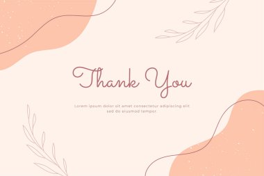 Düzenlenebilir metin düğünüyle birlikte soyut el çizimi organik şekil. Teşekkür kartı şablonu. Vektör illüstrasyonu