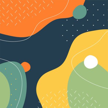 Renkli soyut arka planlar. Çeşitli el çizimleri şekiller ve nesneler. Soyut modern trend vektör illüstrasyonu