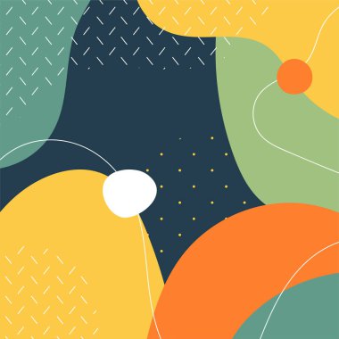 Renkli soyut arka planlar. Çeşitli el çizimleri şekiller ve nesneler. Soyut modern trend vektör illüstrasyonu