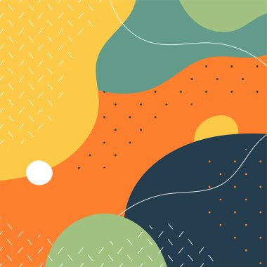 Renkli soyut arka planlar. Çeşitli el çizimleri şekiller ve nesneler. Soyut modern trend vektör illüstrasyonu