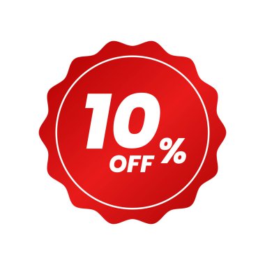 Yüzde 10 indirimli. Beyaz arka planda kırmızı şablon. Vektör illüstrasyonu