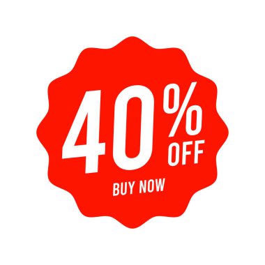 Yüzde 40 indirimli. Beyaz arka planda kırmızı şablon. Vektör illüstrasyonu