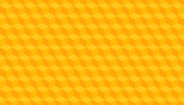 3D küp desenli sarı arka plan. Vektör illüstrasyonu 