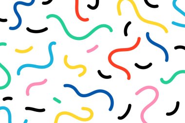 Eğlenceli, renksiz bir desen. Çocuklar için yaratıcı karalama soyut sanat geçmişi. Modern temel şekillere sahip modaya uygun doku tasarımı. Vektör illüstrasyonu