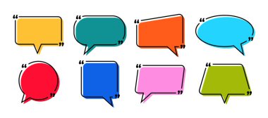 Siyah çizgili renkli konuşma baloncukları. Sohbet ikonu, iletişim. Vektör illüstrasyonu