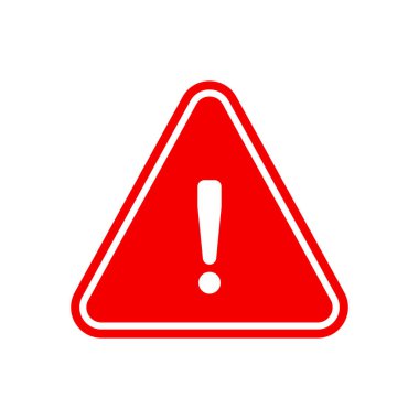 Red warning sign symbol on white background. Vector illustration clipart